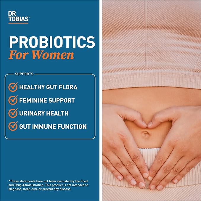 Dr. Tobias Probiotics for Women 5 Billion CFUs Plus Prebiotics &amp Cranberry Extract for Urinary Tract Health for Women Supports Digestive &amp Immune Health 60 Capsules 30 Servings