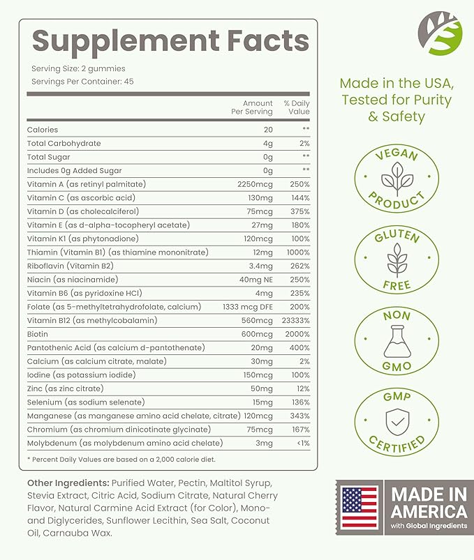 BariSlim Advanced Bariatric Multivitamin Gummies - Specially Formulated Bariatric Vitamins for Patients After Weight Loss Surgery - Supports Energy &amp Immune Health | Kiwi (90 Vegan Gummies)