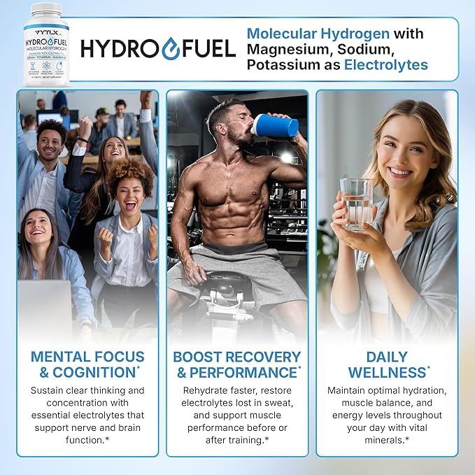 Hydrogen Water Tablets with Electrolytes | 12 PPM Molecular H2 Tablets for Drinking Water | Effervescent Hydrogen Water Tabs with Magnesium Sodium &amp Potassium (90 Count)