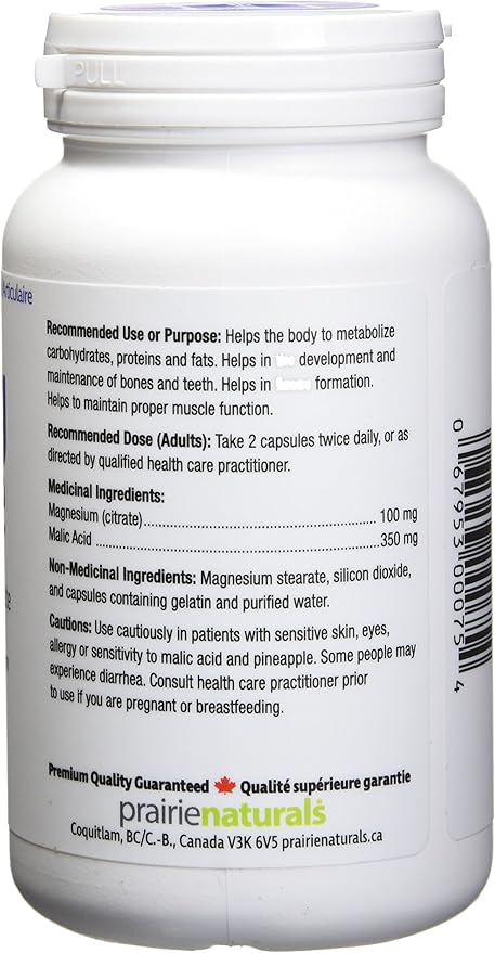 Prairie Naturals Mag Force Magnesium &amp Malic Acid Capsules 90 Count