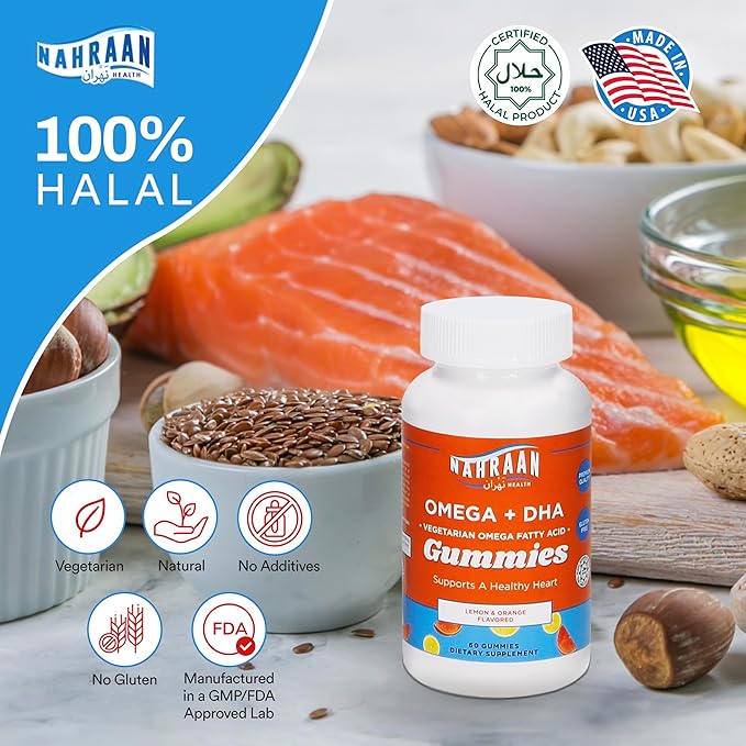 Halal Multivitamins for Kids (90 Count) &amp Halal Omega 3 Gummies for Adults &amp Kids (60 Count) - Non-GMO Vegetarian Gluten Free Halal Gummies