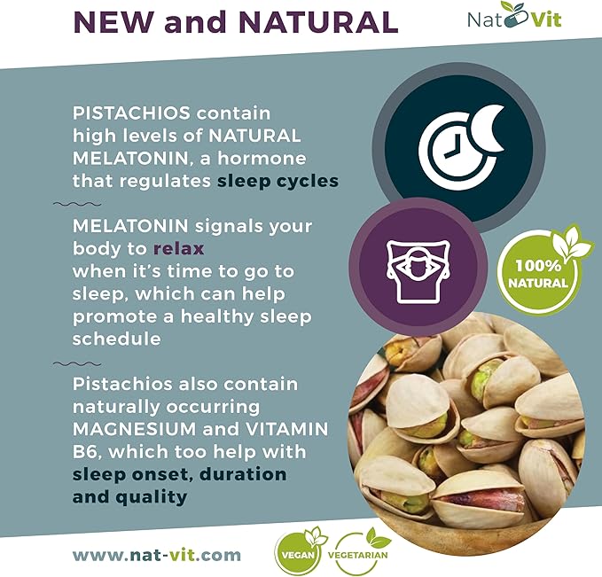 Pistachio Sleep/Unique Natural Sleep Aid Supplement/Natural Melatonin/Fall Asleep Faster/Deeper and Longer Sleep/No Drowsiness / 30 Vegan Capsules
