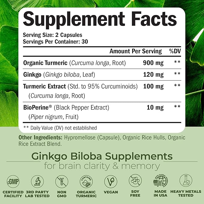 Turmeric Boswellia &amp Turmeric Ginkgo Biloba – Joint Mobility Brain Function &amp Daily Focus Support Supplement Bundle for Men &amp Women