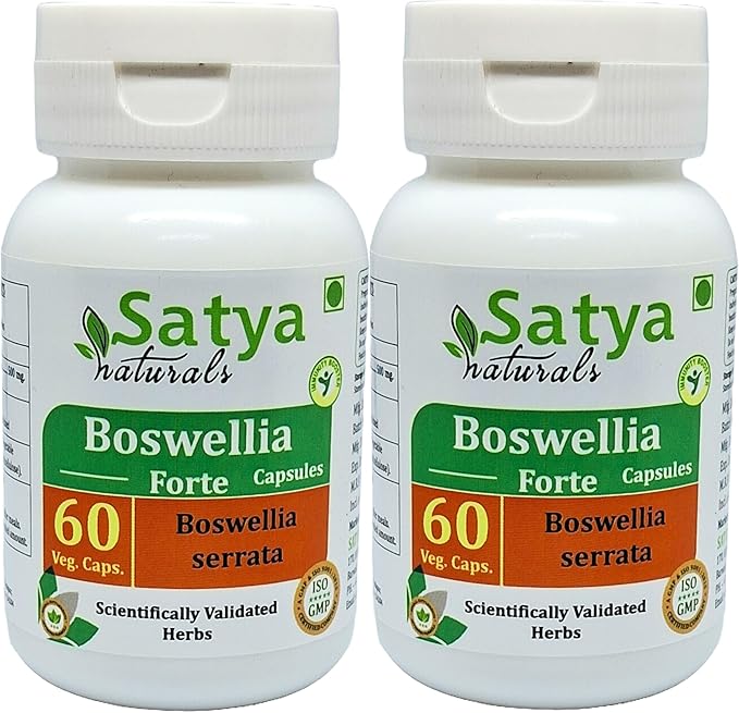 Boswellia Forte Capsules 500 mg. 60 Veg. Capsule | Boswellia (Boswellia Serrata) Extract Capsules for Men and Women | Ayurvedic Herbal Supplement/Remedies | 10:1 Forte (2 Bottles of 60 Capsules)