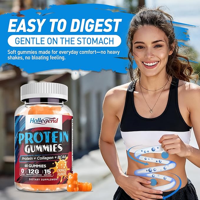 Whey Protein Gummies for Women Men 12g High Protein Supplements with Collagen &amp BCAA for Muscle &amp Energy Recovery Sugar-Free &amp Low Calorie Snacks Orange 120 Chews