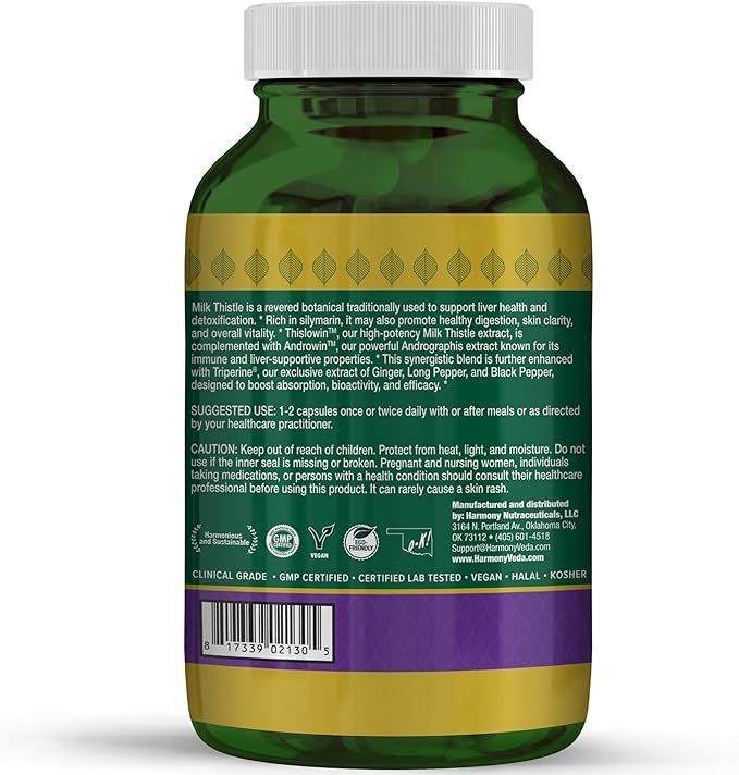 Milk Thistle Supreme™ – Liver Support &amp Detox Harmony with Andrographis &amp Triperine® – Digestion Skin &amp Vitality Support – Dr. Gumman’s Clinical Grade – Premium - 120 Vegan Capsules – Mad