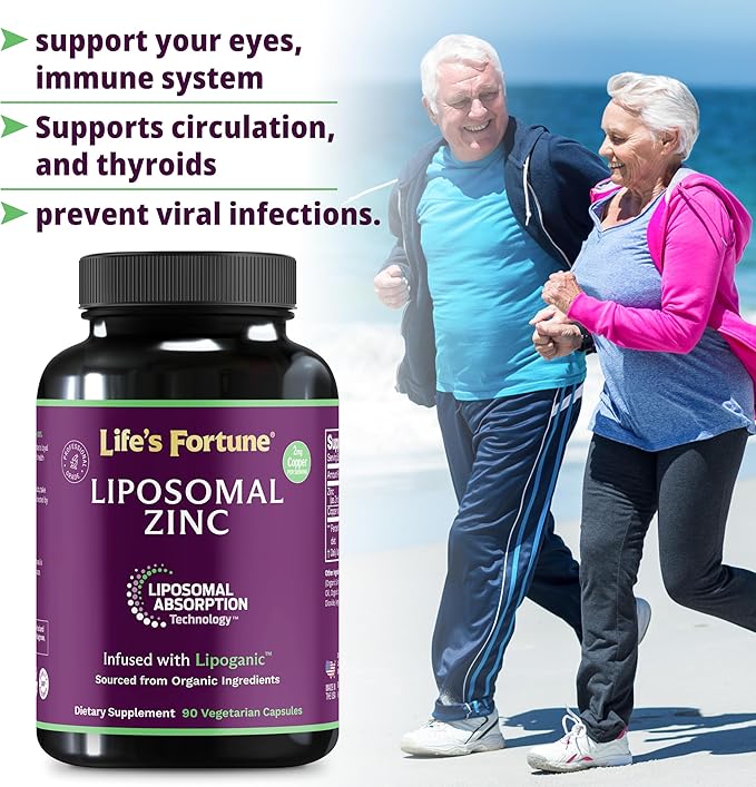 Liposomal Pure Zinc Picolinate Supplement with Copper Immune Support Metabolism and Skin Health | High Potency for Adults Men &amp Women | Powerful Antioxidant | 90 Capsules