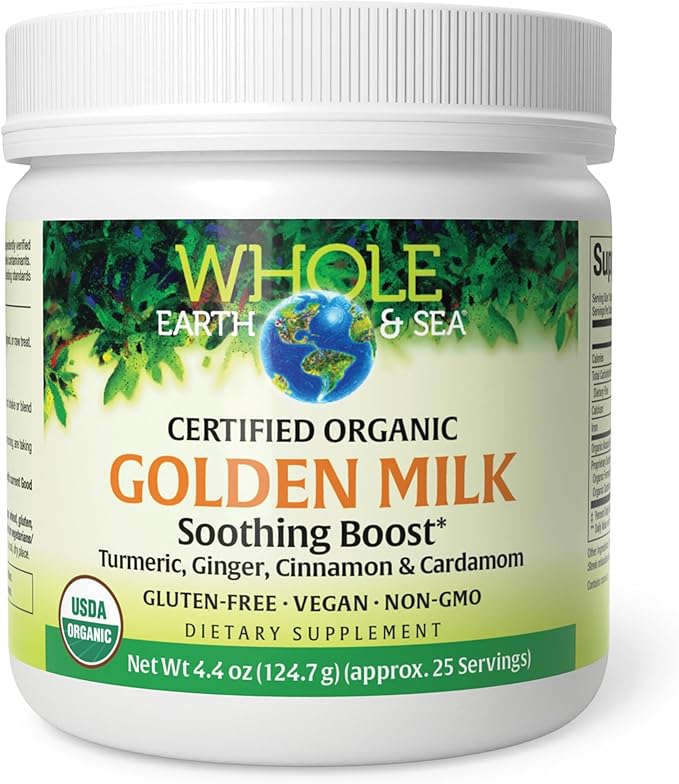 Whole Earth &amp Sea from Natural Factors Golden Milk Soothing Boost with Turmeric Ginger &amp More 4.4 oz Powder