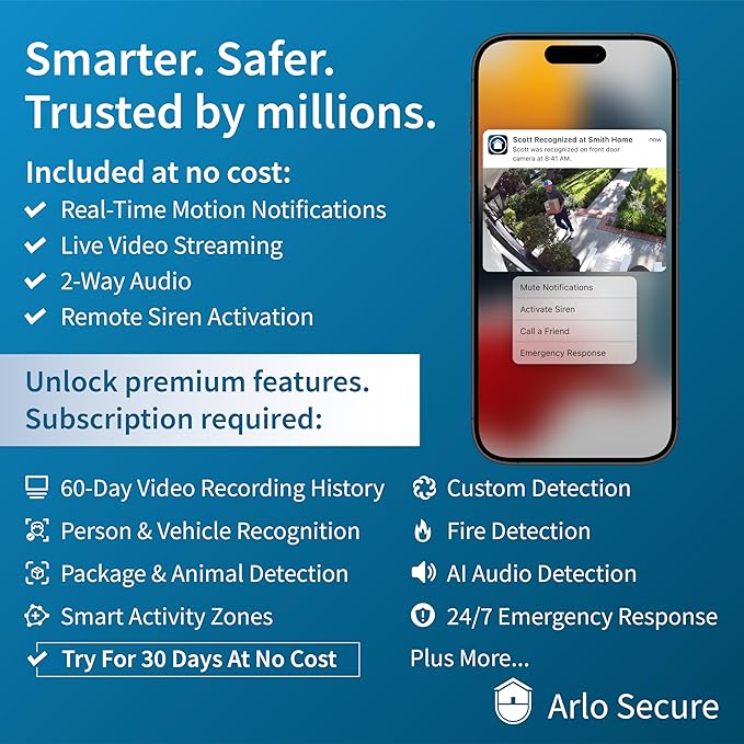 Arlo Wired Floodlight Camera Home Security Camera with 2K Video and HDR 2000 Lumens Integrated Siren Weather-Resistant Color Night Vision 160º Field of View 2-Way Audio Black (2025)