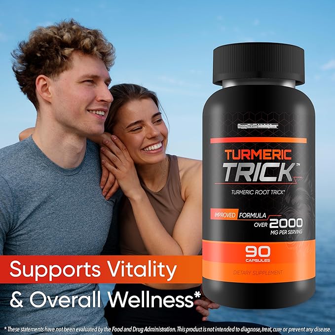 Turmeric Trick - with Vitamin D and Zinc for Men - Our Best Turmeric Curcumin Supplement for Men - Enriched with Black Pepper - Turmeric Root Trick - Mens Health Vitamin D