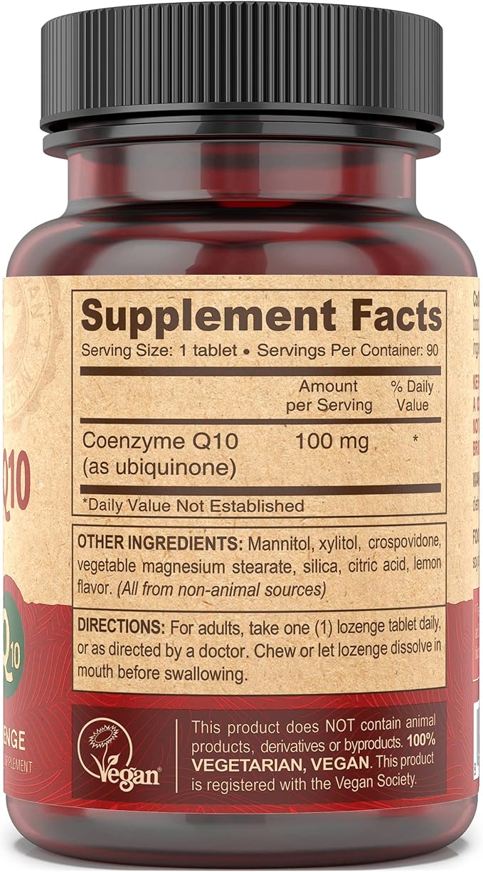DEVA Vegan Vitamins Coenzyme Q10 100mg - Potent &amp Affordable in One Bottle - Chewable 90 Tablets (Pack of 1)