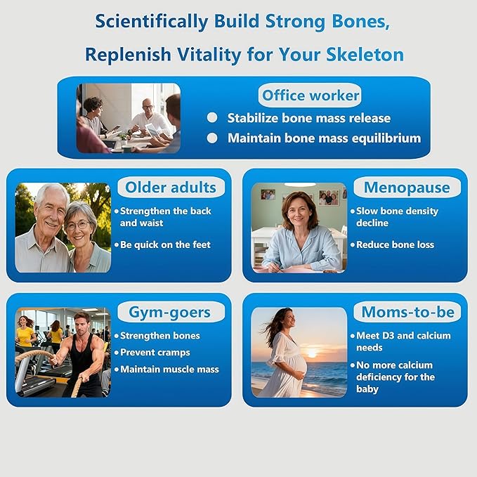LIIFE 3-in-1 Calcium 150mg + Vitamin D3 1000iu + 100mcg K2（MK4 MK7） Natural Supplement Complex for Bone Health Joint Support and Cardiovascular Health 120 Softgels 60 Day Supply