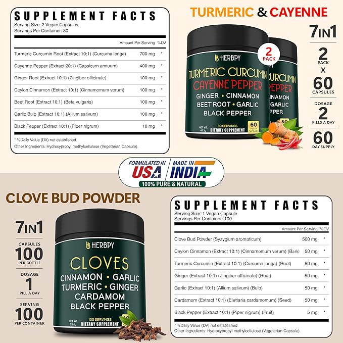 Bundle 7in1 Turmeric Curcumin Supplements &amp 7in1 Clove Supplement