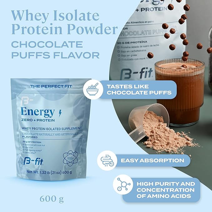 Whey Zero Protein Powder Chocolate Puffs Flavor High Purity Isolate with Amino Acids Low Carb and Low Fat 17 Servings 600g