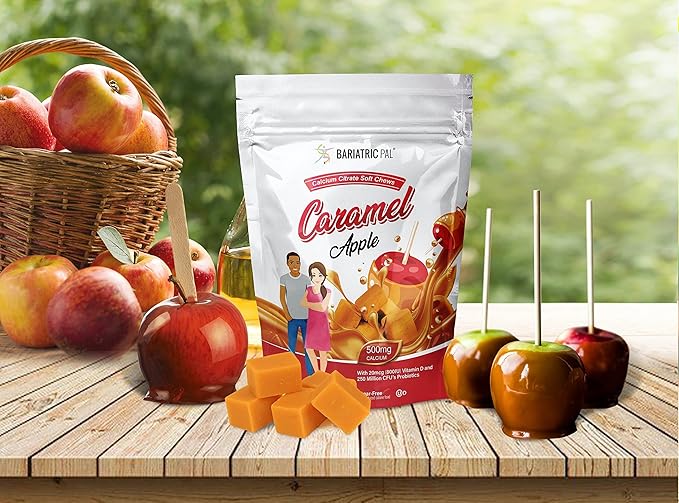 BariatricPal 30-Day Bariatric Vitamin Bundle (Multivitamin ONE 1 per Day! Iron-Free Capsule and Calcium Citrate Soft Chews 500mg with Probiotics - Caramel Apple)