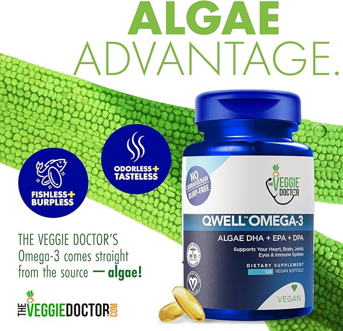 Vegan Omega 3 Supplement – Algae Omega 3 with DHA EPA DPA – Vegan Capsules from Algal – Fish Oil Alternative – Plant-Based Algae Oil Formula – Non-GMO Carrageenan-Free (120 Capsules 2 Month Supply)