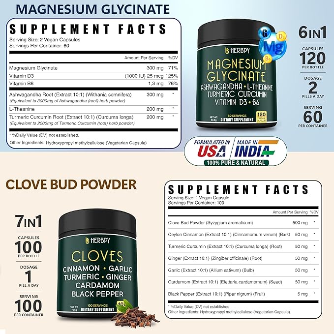 Bundle 6in1 Magnesium Glycinate Complex &amp 7in1 Cloves Supplement