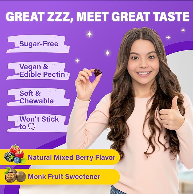 Teens Melatonin Gummies Supplement - 1.5mg Precise Dose with Magnesium GABA L-Theanine &amp Lemon Balm - Natural Zzz Support for Late-Night Study &amp Big Test Nights - Non-Habit Forming Sugar-Fr
