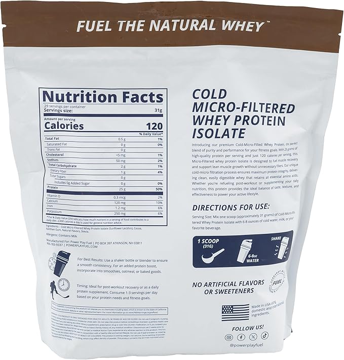 Cold Micro-Filtered Whey Protein Isolate Powder Chocolate 2LB - Grass-Fed Gluten-Free &amp Keto-Friendly Low Lactose - Post Workout Fitness &amp Nutrition for Muscle Recovery