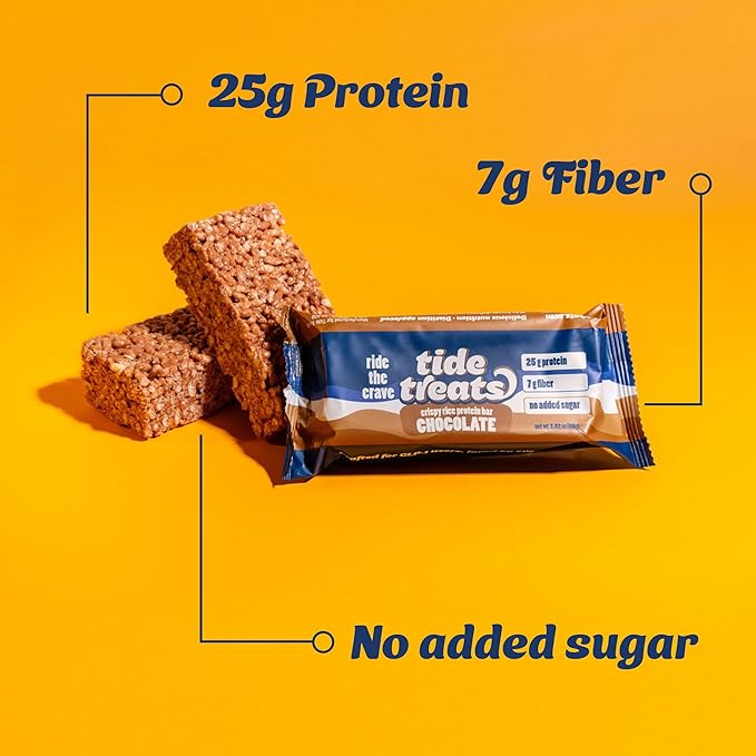 Crispy Rice Protein Bar | 25 g Protein No Added Sugar 7 g Fiber Gluten Free | High Protein Snack for On-the-Go Post-Workout or Dessert Cravings | 8 Count (Chocolate)
