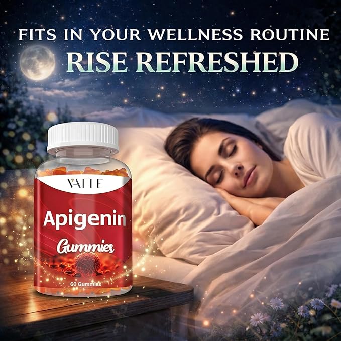 VAITE Apigenin Supplement 150mg - Chamomile Extract Vegan Gummies with Flavonoids Bioflavonoids &amp Polyphenols - Plant-Based Relaxation Support - Liposomal Calm Formula - Non-GMO Herbal Mood Balan