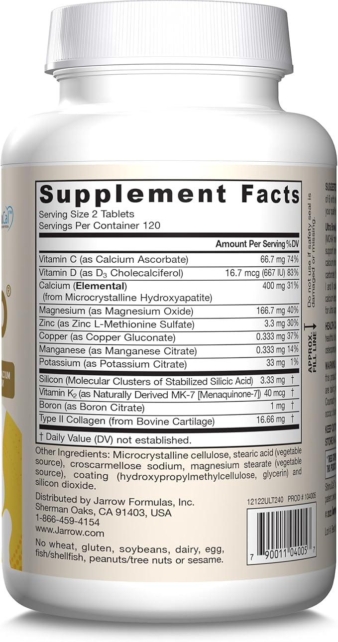Jarrow Formulas® Ultra BoneUp® Includes MK-7 and Silicon for Added Bone Support 240 Bone Health Tablets