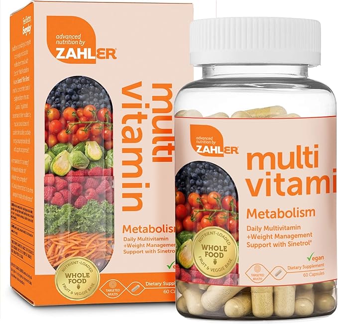 Zahler Multivitamin Metabolism + Weight Management Support for Women and Men with Iron Certified Kosher 60 Capsules