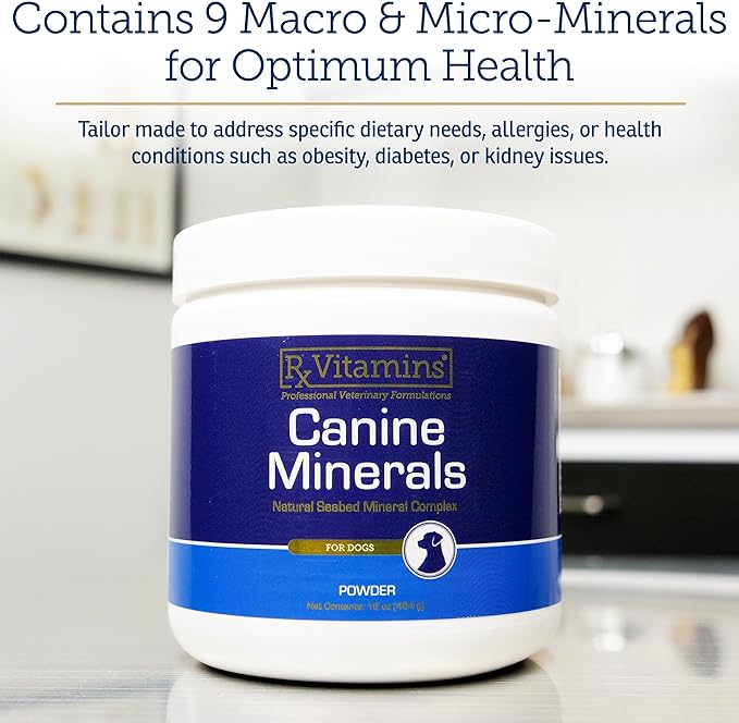 Rx Vitamins Canine Minerals - Essential Minerals for Dogs - Calcium Magnesium Iron Supplement Bone and Joint Supplement for K9 Immune Support - 16oz