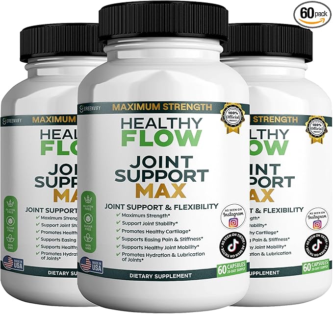 Healthy Flow Joint Support Max 1500mg Glucosamine 60 Capsules Maximum Strength Joint Support Supplement (3)