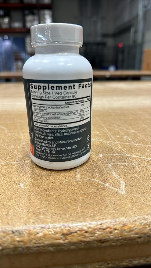 Primal Labs GlucoBurn Support Supplement with White Mulberry Leaf Extract and Alpha Lipoic Acid 90 Veg capsules