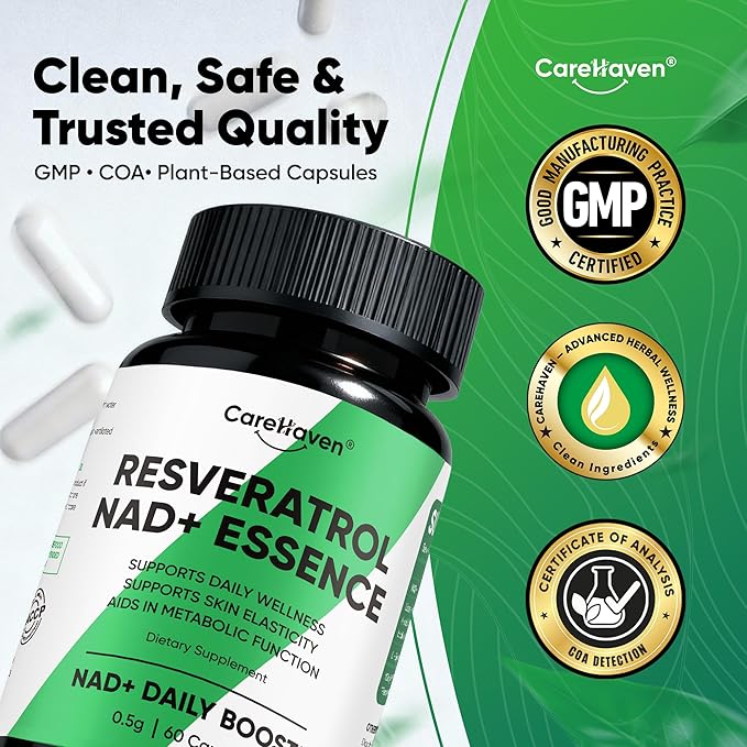 NAD+ Resveratrol Essence Capsules - 5mg NAD+ &amp Lion's Mane Mushroom - Supports Healthy Cell Function &amp Daily Wellness - 60 Active Dietary Capsules (1PCS)