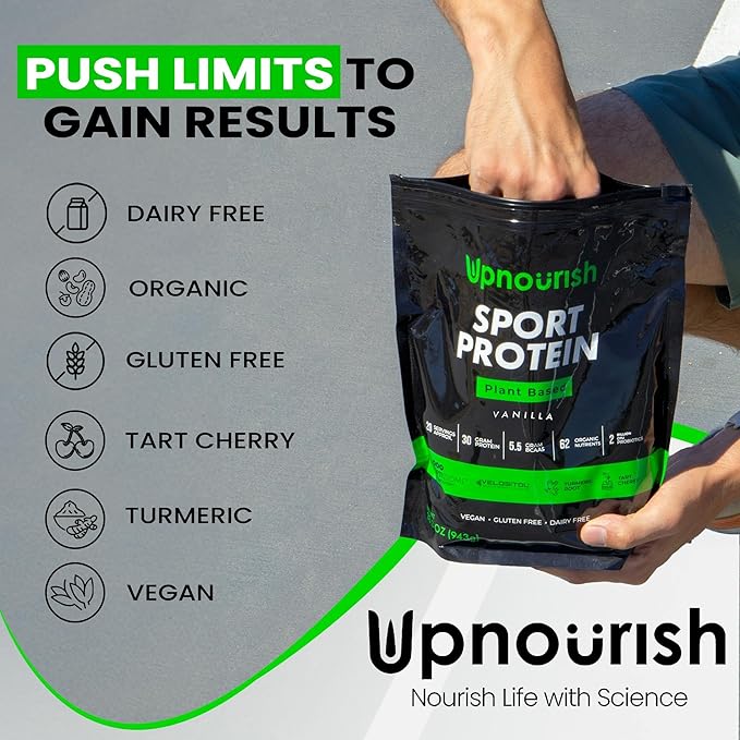 UpNourish Plant Based Sport Protein Powder Vanilla and Chocolate
