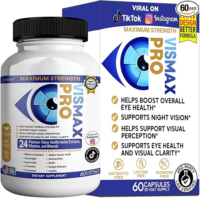 Vision Pro Max Eye Health Supplement 24 Premium Herbal Extracts Vitamins &amp Minerals 60 Capsules (1)