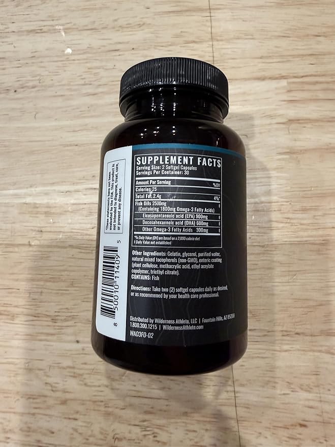 Wilderness Athlete - Omega 3 Fish Oil | Fatty Acid Supplements - 1800mg EPA DHA Omega 3 Supplement to Support Heart Health Brain Function and Skin Tone