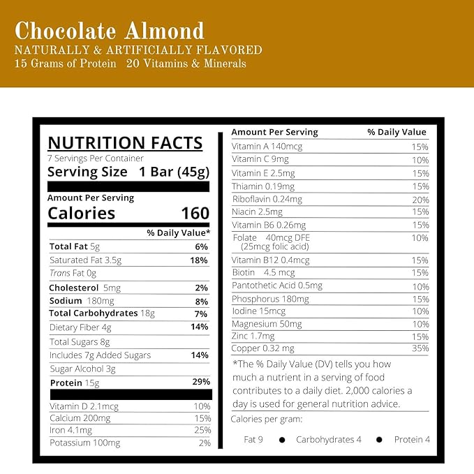 Nutmeg State Nutrition High Protein Bars 7 Servings Per Box (1 Box (7 Servings) Chocolate Almond)
