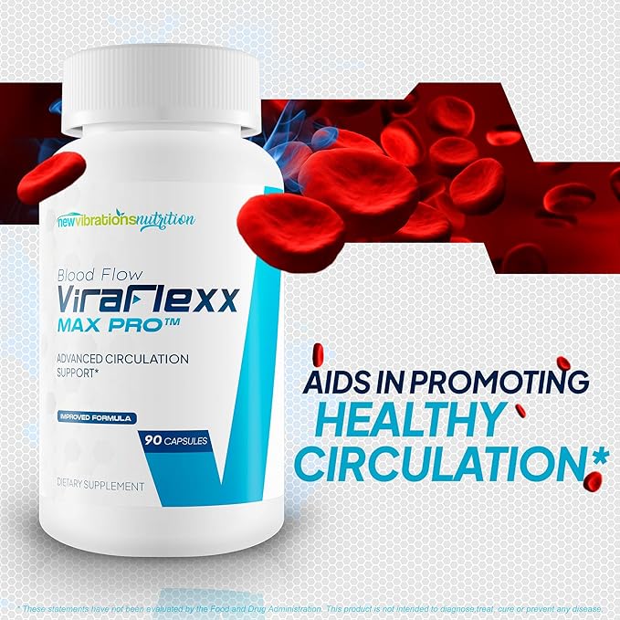ViraFlexx Max Pro - Improved Circulatory Health Formula - Our Best Nitric Oxide Blood Flow Supplement For Men - Mens Blood Circulation Pills For The Head - Advanced Blood Flow Vasodilator Supplements