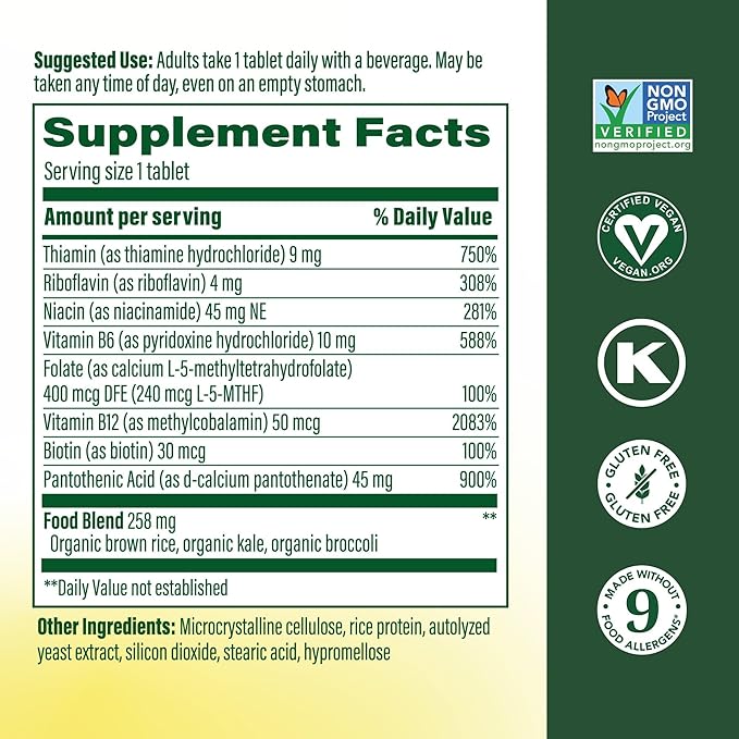MegaFood Balanced B Complex - B Complex Vitamin Supplement - 8 B Vitamins Including Vitamin B6 Vitamin B12 Folate Biotin &amp More - Supports Cellular Energy Production - Vegan Gluten Free - 60 T