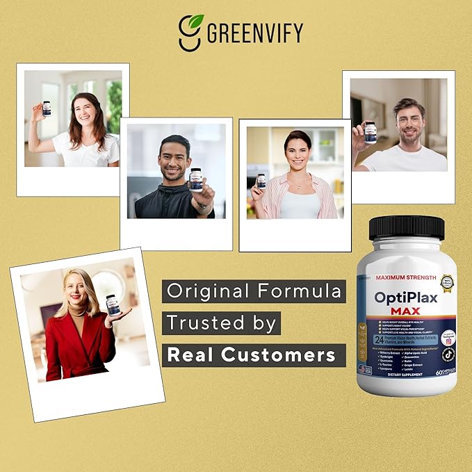 OptiPlax Max Vision Support Supplement 24 Premium Herbal Extracts Vitamins &amp Minerals 60 Capsules (5)