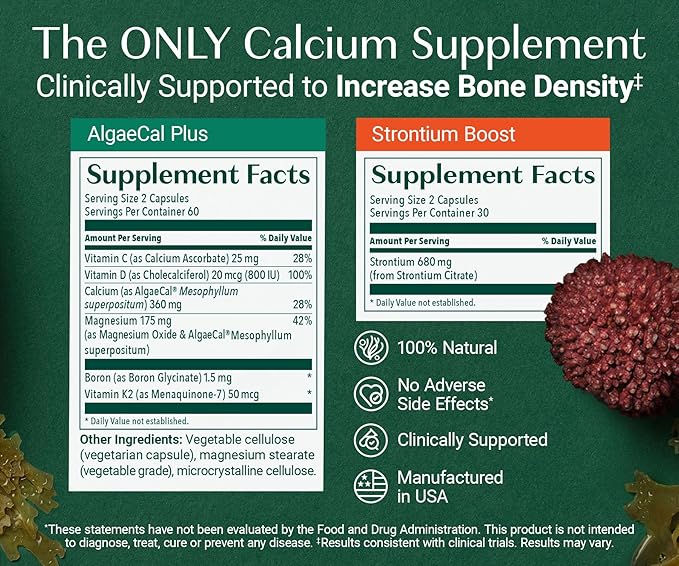 ALGAECAL Powerhouse Bundle - D3 Complete (1000 IU) + K2 Vitamin E Vitamin A &amp Bone Builder Pack for Increased Bone Density &amp Omega 3 Fish Oil 1200mg EPA DHA &amp Osteoporosis Book