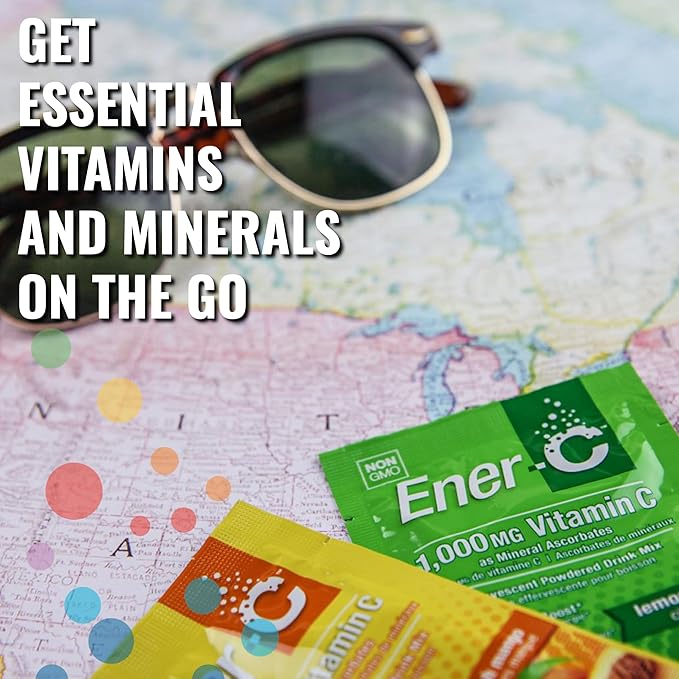 Ener-C Multivitamin Drink Mix - Vitamin Packets for Water Electrolytes Powder Packets Vitamin Drink Mix Hydration Liquid Mix Immune Booster for Adults Healthy Energy - Lemon Lime 60 Count