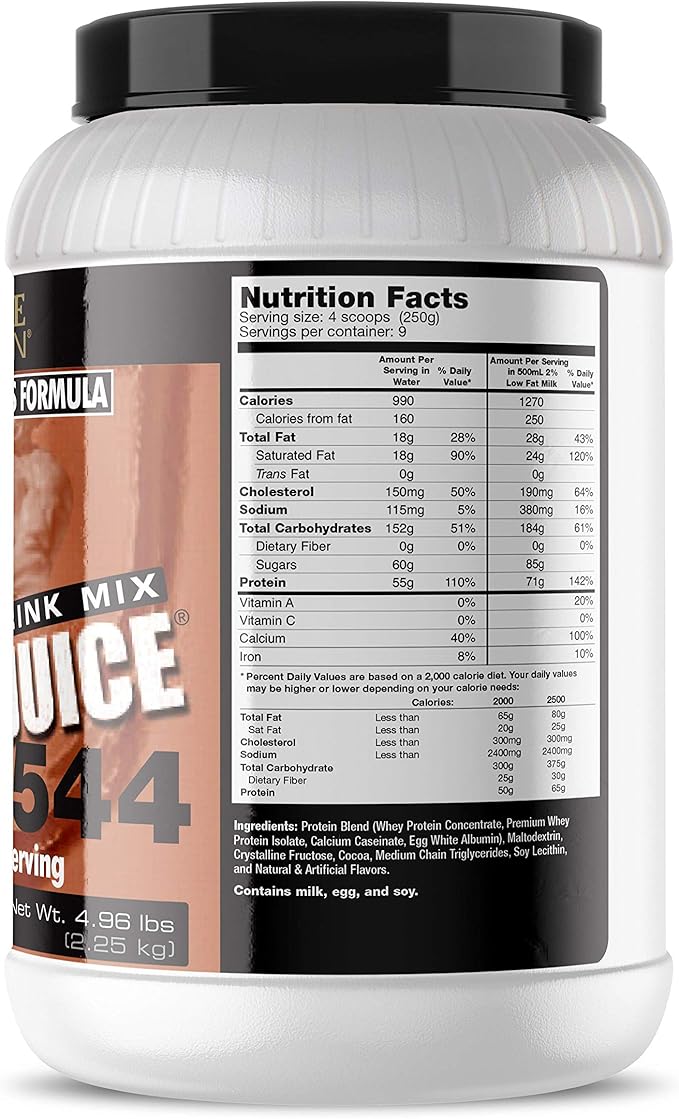 Ultimate Nutrition Muscle Juice Weight Gain Drink Mix - Mass Gainer Workout Powder for Men &amp Women - Supplement for Lean Muscle Growth &amp Immune Support with 55g Protein - Chocolate 4.96lb
