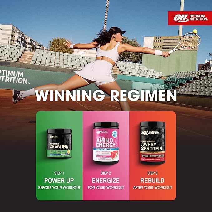 Optimum Nutrition Amino Energy Powder Plus Focus with BCAA Electrolytes and Caffeine Watermelon 30 Servings (Packaging May Vary)