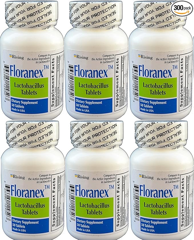 Floranex Probiotic for Colon Health Generic for Lactinex 50 Tablets per Bottle Pack of 6 Total 300 Tablets