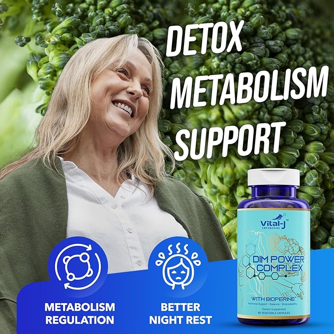 4-in-1 DIM Potent Complex 300mg - Estrogen Balance and Metabolism Energy &amp Menopause Support Supplement with Bioperine (x4) Calcium and Broccoli Extract - for Women and Men 60 Servings