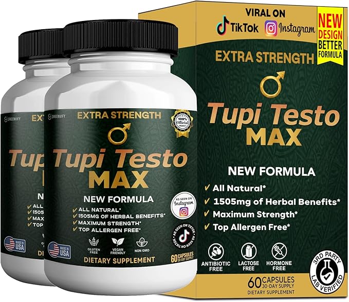 Tupi Testo MAX Organic Maca Root Blend Black Pepper 60 Capsules 30-Day Supply (2)