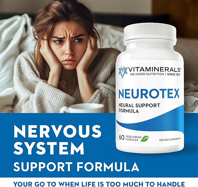 Vitaminerals® 119 Neurotex™ | Nervous System Support &amp Stress Relief | Calm Mind | Positive Mood | 60 Vegetarian Capsules