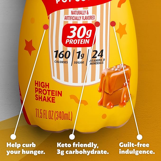 Premier Protein Shake LIMITED EDITION Salted Caramel Popcorn 30g Protein 1g Sugar 24 Vitamins &amp Minerals to Support Immune Health 11.5 fl oz 12 Pack