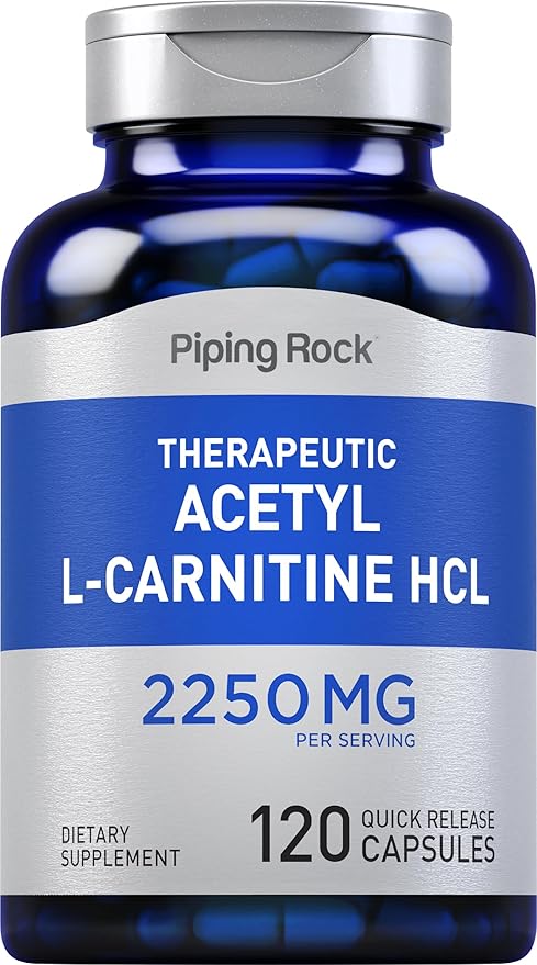 Piping Rock Acetyl L - Carnitine HCL | 2250mg | 120 Capsules | for Men and Women | Theraputic Supplement | Quick Release | Non-GMO Gluten Free