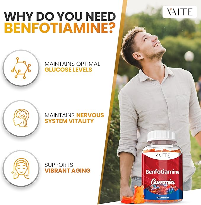 Benfotiamine 320mg Gummies with 45mg L-Leucine Supplement: Essential Vitamin B1 Complex for Men and Women Non-GMO Vegan &amp Gluten-Free - Supports Metabolism Energy &amp Nervous System Health