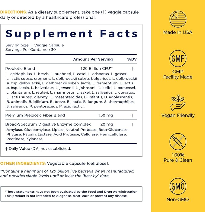 NewRhythm Probiotics 120 Billion CFU 36 Strains 3-in-1 Probiotics for Digestive Health &amp Immune Support with Prebiotics &amp Enzymes Probioticos for Women &amp Men Vegan Targeted Release Supp